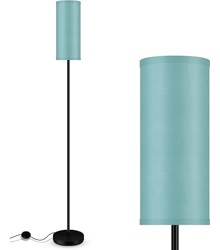 FRIDEKO HOME Floor Lamp with Blue Shade, Simple Design with Foot